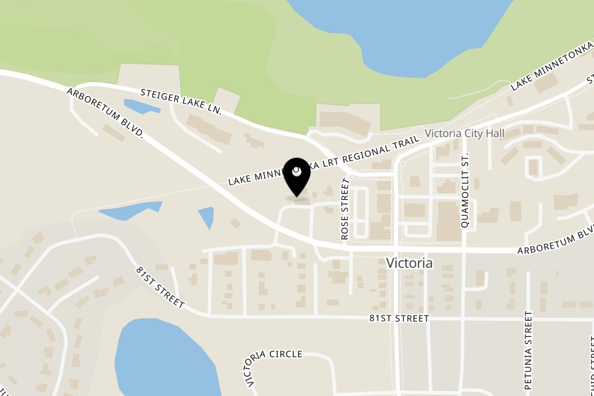 Map showing the location of Blue Agave Tacos & Tequila on 7980 Rose St in Victoria